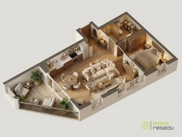 Appartement en frais réduits 2 pièces 46 m²