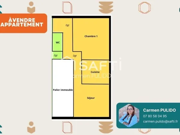 Appartement de type T3 duplex : proche de toutes les commodités à pieds.