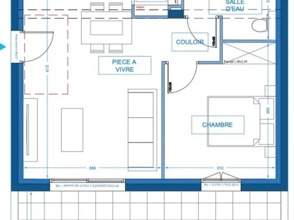 PRUNETE (20) à vendre Appartement2 pièces de 41,85 m2 avec terrasse et jardin