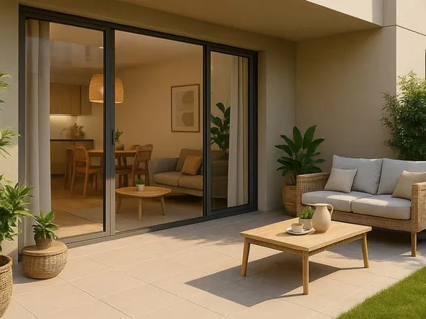 Plein Sud, terrasse + jardinet : votre soleil privé au quotidien.
