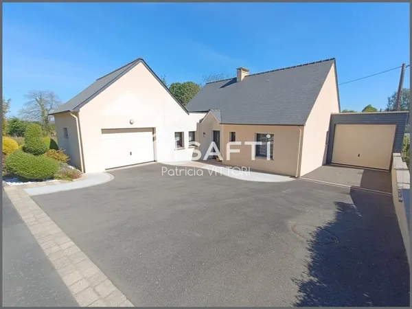 Maison contemporaine de plain-pied, 3 chambres, garage et garage camping-car