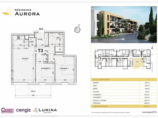Appartement 3 pièces 60 m²