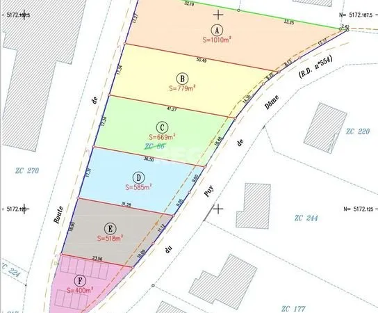 Terrain 669 m² Olby