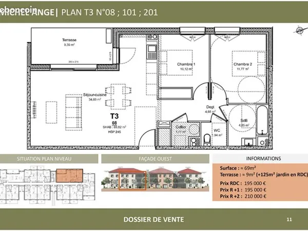 Appartement 3 pièces 70 m²