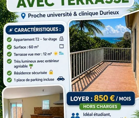 A louer T2 spacieux sur le tampon proche université