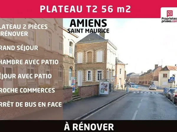 Appartement 2 pièces 56 m2 RDC avec Patio Amiens Saint- Maurice