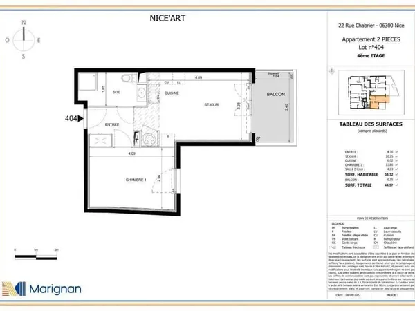 Appartement 2 pièces 38 m²