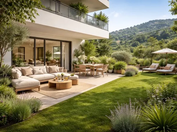 MAGNIFIQUE REZ-DE-JARDIN AVEC VUE COLLINE POUR CE SUPERBE T4 TRAVERSANT DE 86 M²