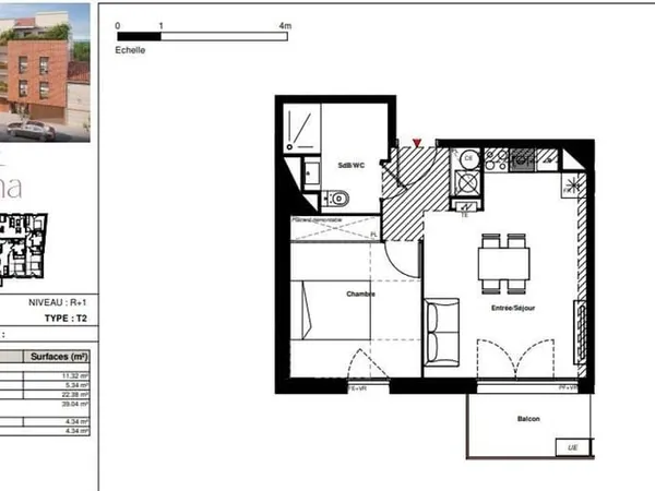 Appartement 2 pièces 39 m²