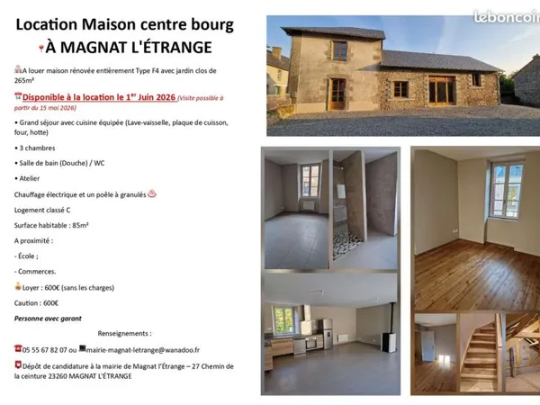 Location maison centre bourg