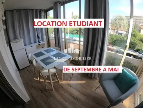 LOCATION ETUDIANTE JUAN LES PINS STUDIO MEUBLE avec une plac