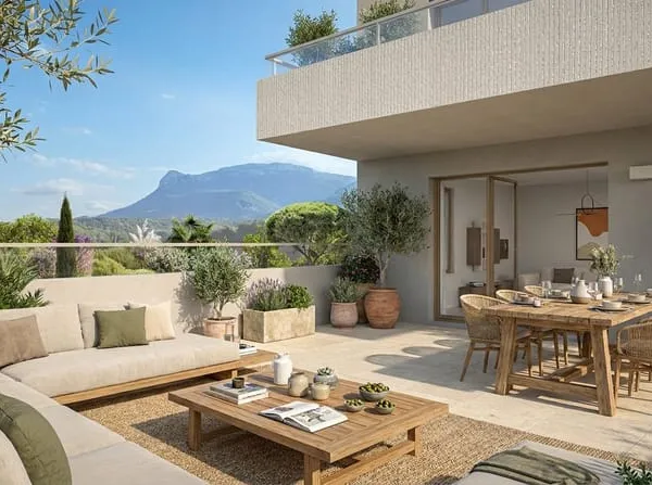 TRETS CENTRE - MAGNIFIQUE T4 83m² + TERRASSE 125m² AVEC VUE SUR LE MONT OLYMPE ET LA SAINTE VICTOIRE