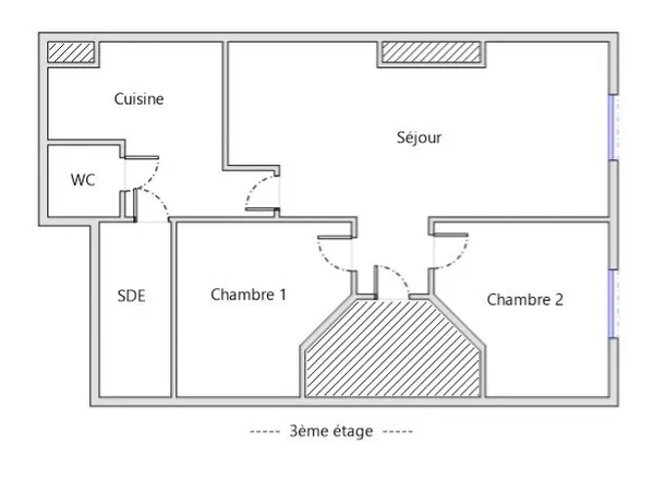 Appartement 3 Pièces rénové avec 2 balcons