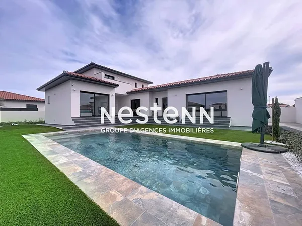 Bompas - Villa contemporaine de 191 m² , vue Canigou, 4 faces, garage, piscine Bali et finitions hau