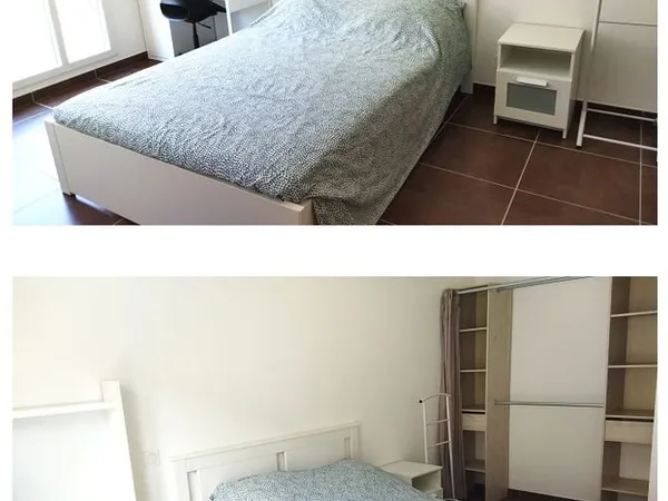 T1 bis meublé (35,8m2) proche fac et commerces, place de parking privée, terrasse, résidence récente
