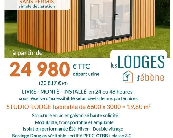 LODGE HABITABLE ISOLE 20 m 2 sans permis
