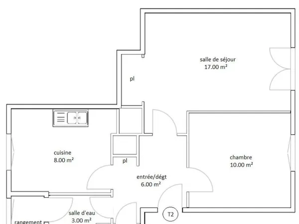Appartement T2 - 44 m²