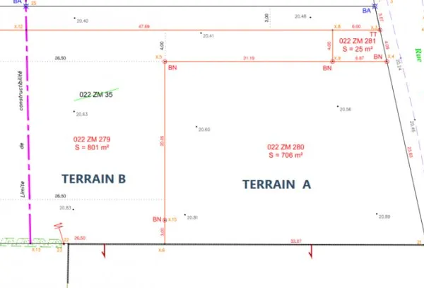 Terrain 801 m²