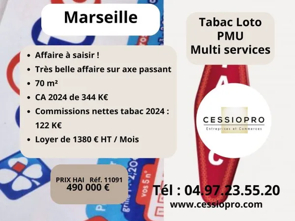 Affaire à saisir !!! Très beau Tabac Loto PMU Multi Services sur Marseille