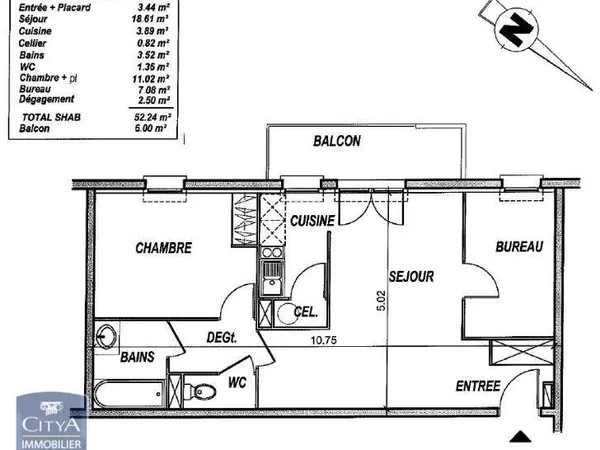 Appartement 2 pièces 51 m²