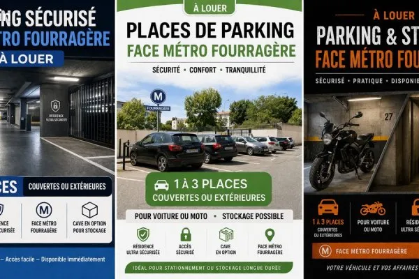 RARE - Parking sécurisé face métro Fourragère - dispo immédiate