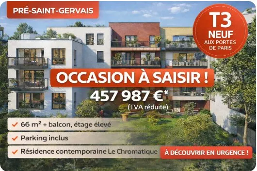 --RETOUR DE LOT T3 NEUF D'EXCEPTION - TVA RÉDUITE - AUX PORTES DE PARIS AU PRE SAINT GERVAIS