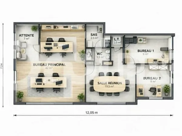 Bureau 105 m²