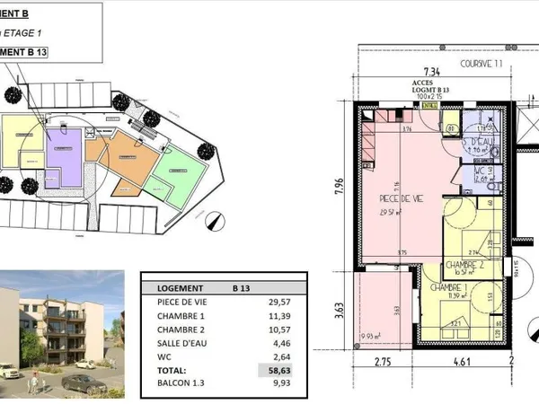 Appartement 3 pièces 58 m²