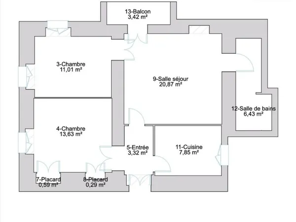 Appartement 3 pièces 64 m²