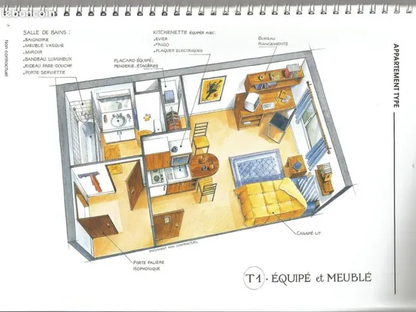 Studio etudiant meuble