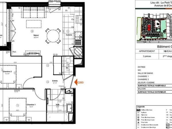 Appartement 3 pièces 58 m²
