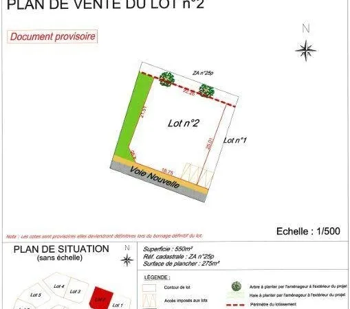 Terrain en individuel 550 m²