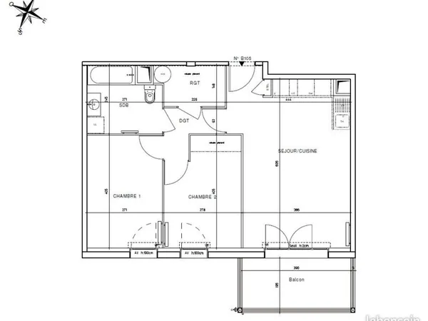 Appartement 3 pièces 58 m²
