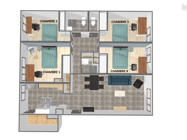 Appartement 98 m² - 4 chambres - Vendu meublé - Colocation en place - Idéal investisseur