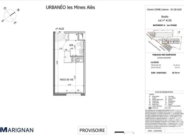 Appartement 1 pièce 18 m²