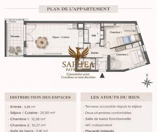 Appartement 3 pièces 60 m²