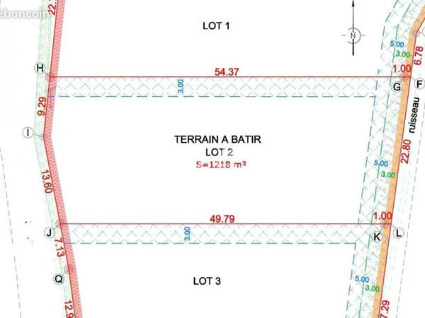 Terrain 1218 m² Loué