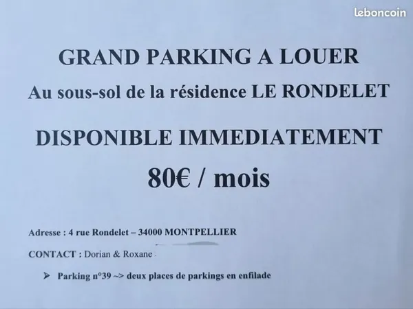Loue place de parking