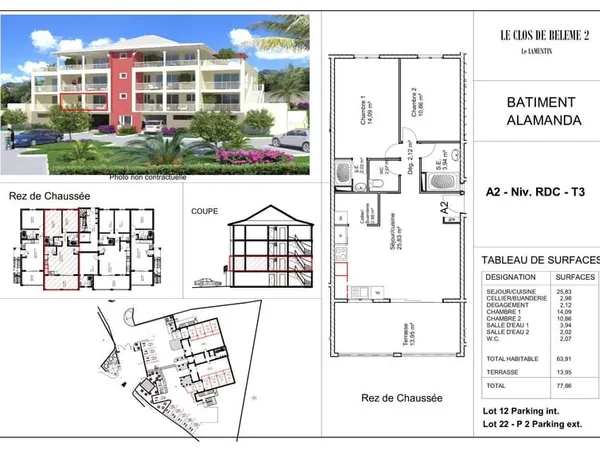 PROGRAMME NEUF - LE LAMENTIN -T3 DANS RESIDENCE NEUVE / VENT