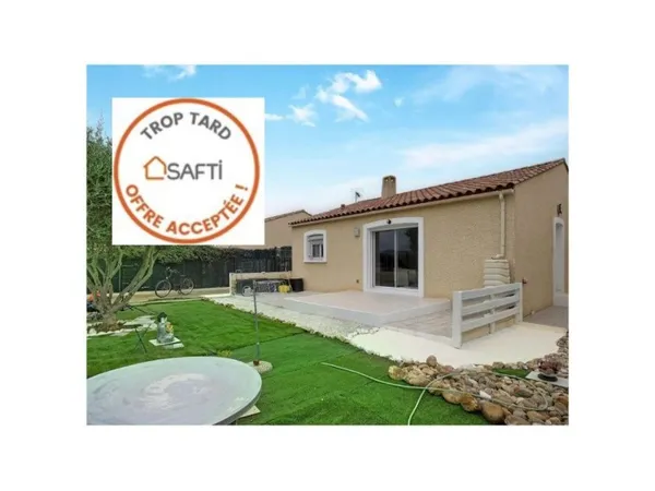 Villa 4 faces de plain pied 64 m² sur terrain piscinable de 400m² avec garage
