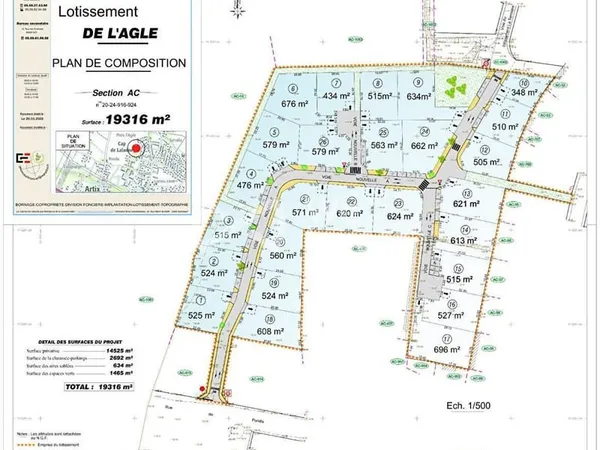 Très beau terrain de 563 m² , Artix centre