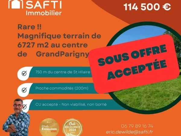 6727 m2 à bâtir au centre de GrandParigny