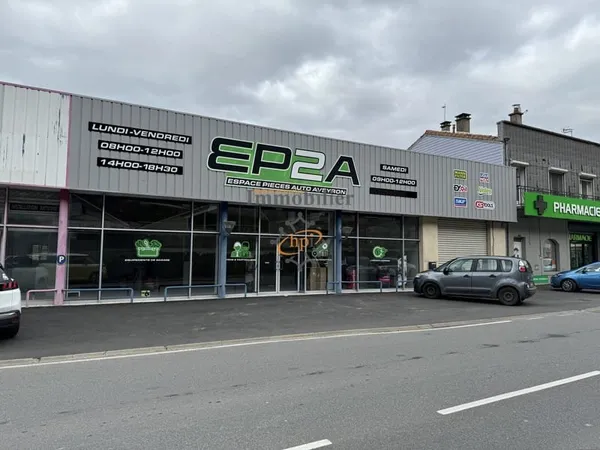 Vente deux locaux commerciaux, dépôt, 12 garages et parking