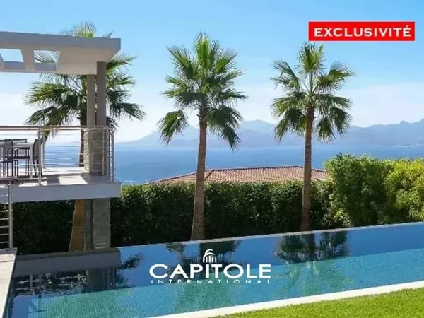 Cannes Californie, villa contemporaine récente aux prestations luxueuses, vue mer panoramique except
