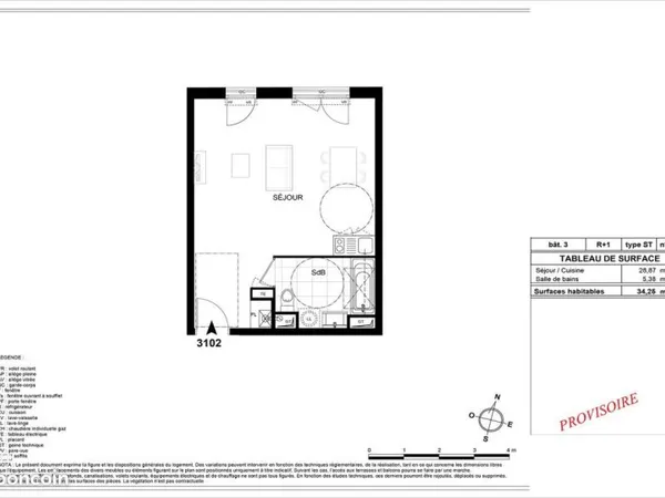 Appartement 1 pièce 34 m²