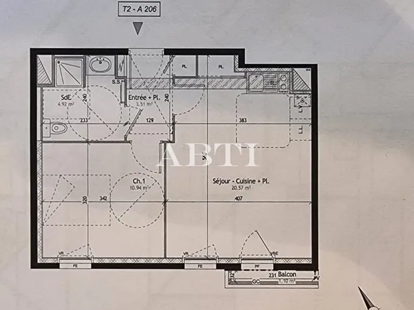 Appartement 2 pièces 39 m²