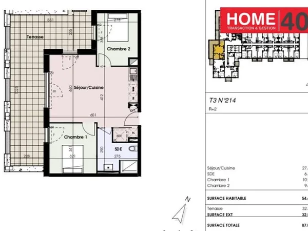 Appartement 3 pièces 54 m²