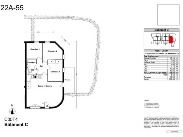 FRONTON - 31620 : appartement T4 (80 m²) à vendre