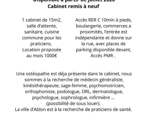 Location cabinet médical / Ablon-sur-Seine