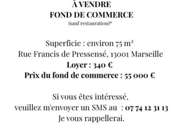 Vente fond de commerce